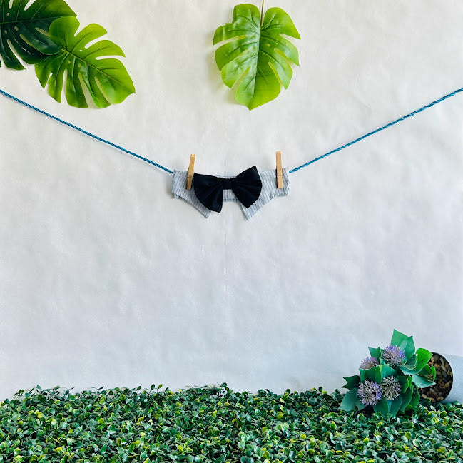 Black & Blue Line Bow Tie (Medium)